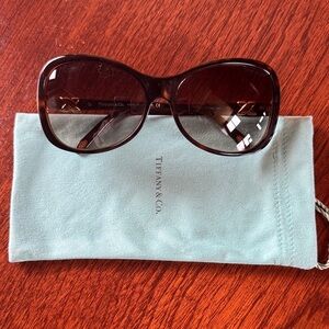 Tiffany & Co. Women's Dark Brown Gradient Oversized Sunglasses with Gold Accents